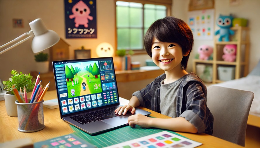 ゲーム作りをする子ども